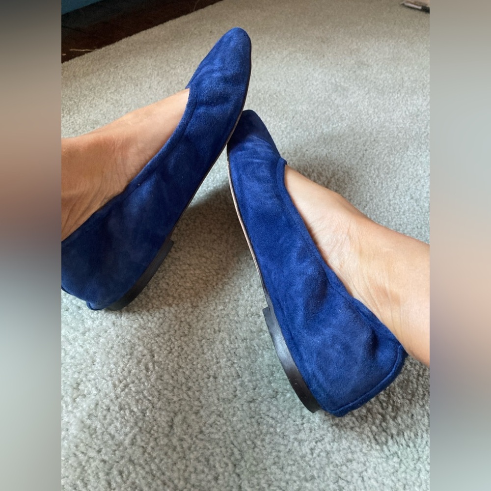 J. Crew Yves Klein Blue Suede Square Toe Ballet Flats 7.5